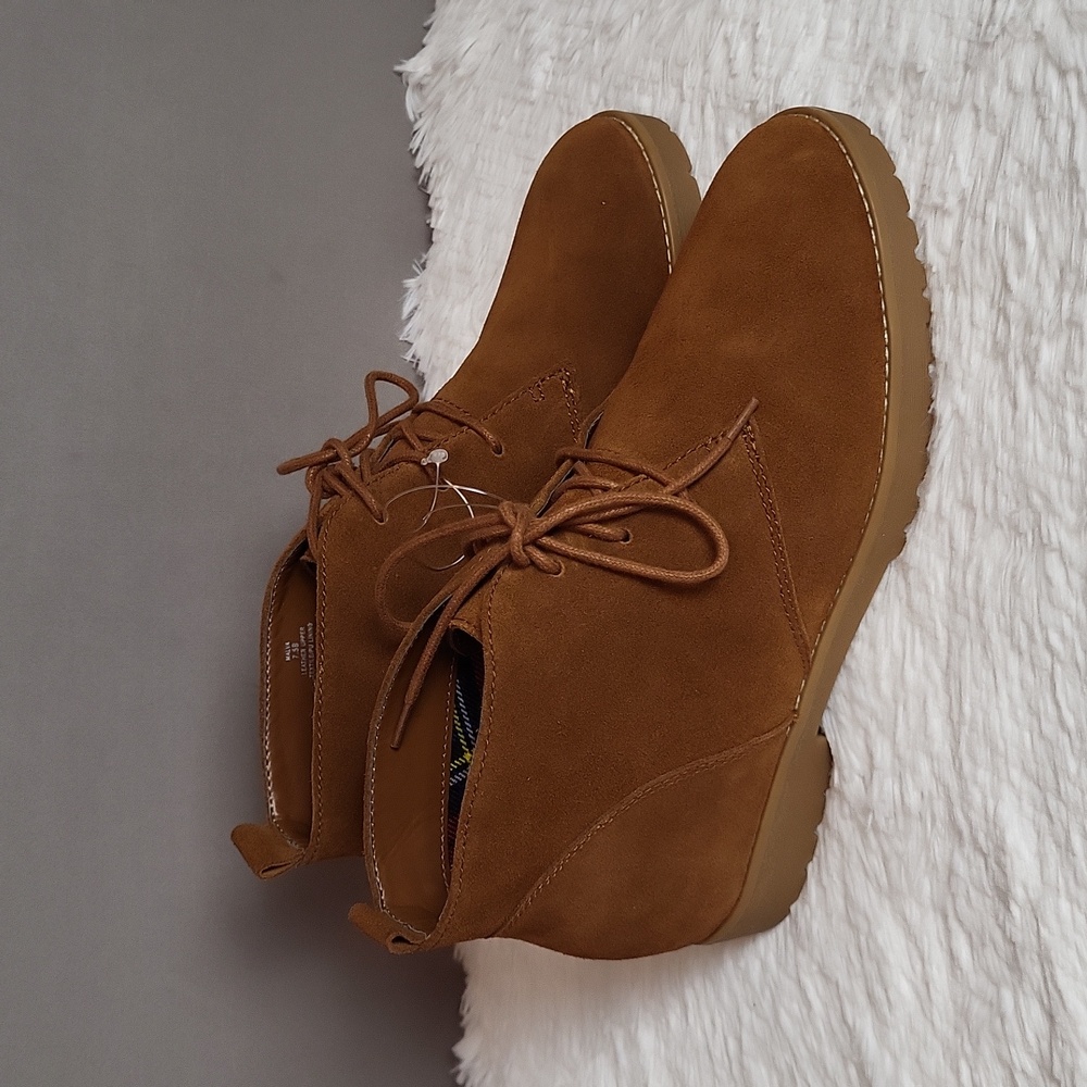 Lauren Ralph Lauren Malva Tan Leather Lace-up Ankle Boots, Women's Shoe Size 7.5